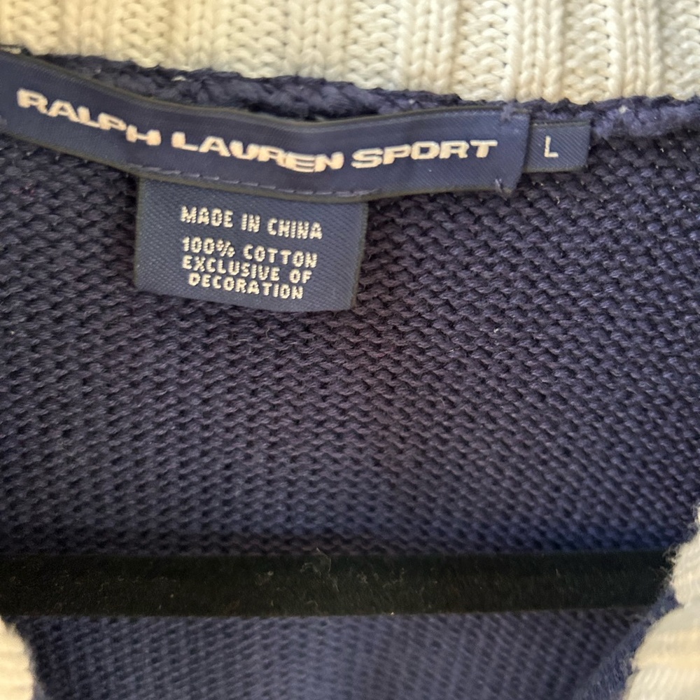 Ralph Lauren Blue Knit Women’s Sweater with White Stripes - Picture 4 of 7